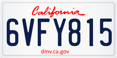 CA license plate 6VFY815