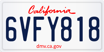 CA license plate 6VFY818