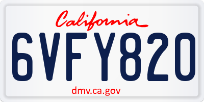 CA license plate 6VFY820