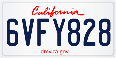 CA license plate 6VFY828