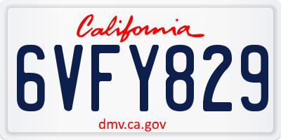 CA license plate 6VFY829