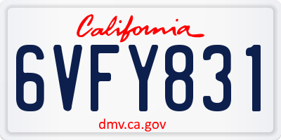 CA license plate 6VFY831