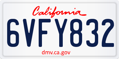 CA license plate 6VFY832