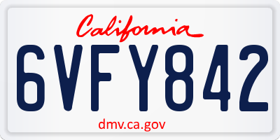 CA license plate 6VFY842