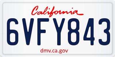CA license plate 6VFY843