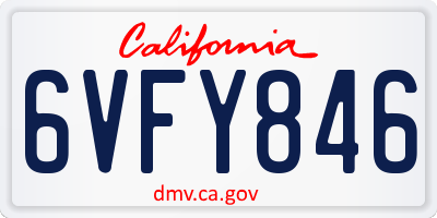 CA license plate 6VFY846
