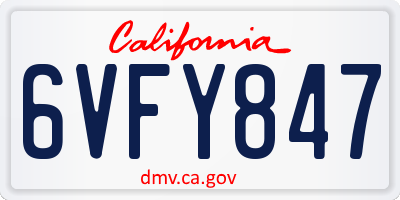 CA license plate 6VFY847