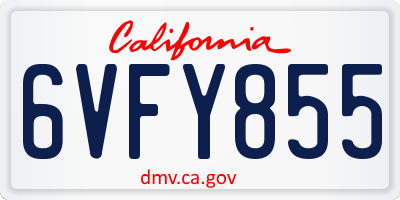CA license plate 6VFY855