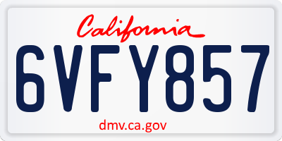 CA license plate 6VFY857