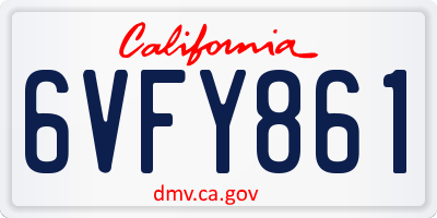 CA license plate 6VFY861