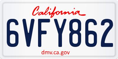 CA license plate 6VFY862