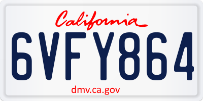 CA license plate 6VFY864