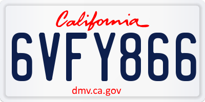 CA license plate 6VFY866