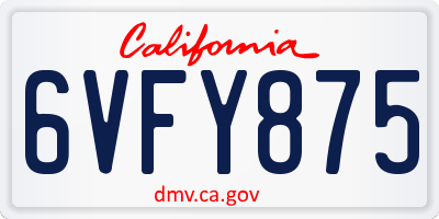 CA license plate 6VFY875