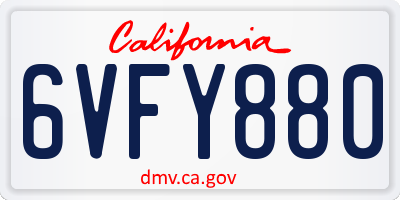 CA license plate 6VFY880