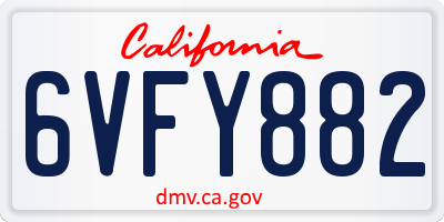 CA license plate 6VFY882