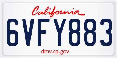 CA license plate 6VFY883