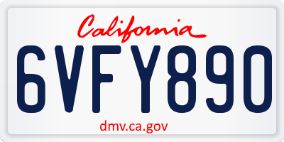 CA license plate 6VFY890