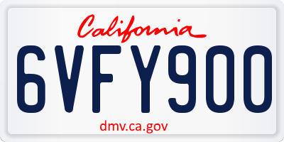 CA license plate 6VFY900