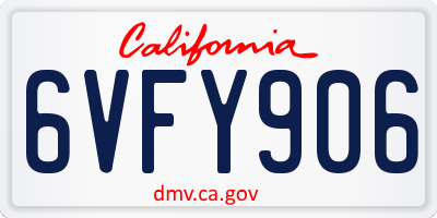 CA license plate 6VFY906