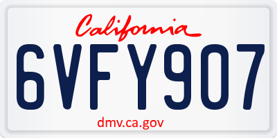 CA license plate 6VFY907