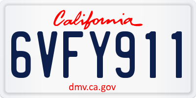 CA license plate 6VFY911