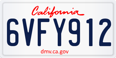 CA license plate 6VFY912