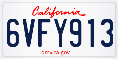 CA license plate 6VFY913