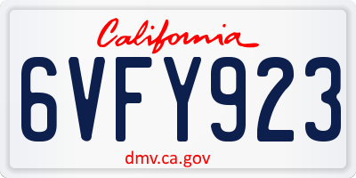 CA license plate 6VFY923