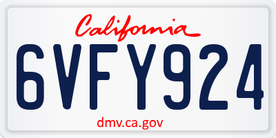 CA license plate 6VFY924