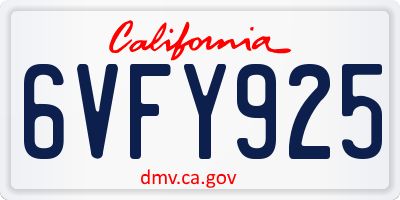 CA license plate 6VFY925