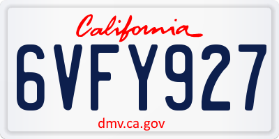 CA license plate 6VFY927