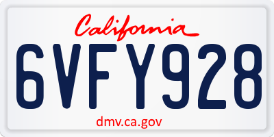 CA license plate 6VFY928