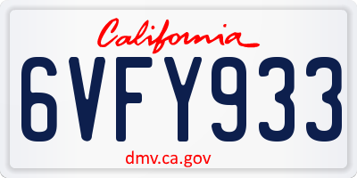 CA license plate 6VFY933