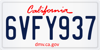 CA license plate 6VFY937