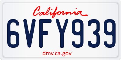 CA license plate 6VFY939