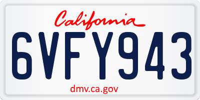 CA license plate 6VFY943