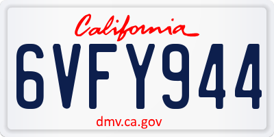 CA license plate 6VFY944