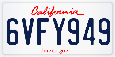 CA license plate 6VFY949