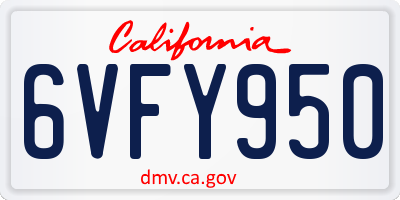 CA license plate 6VFY950