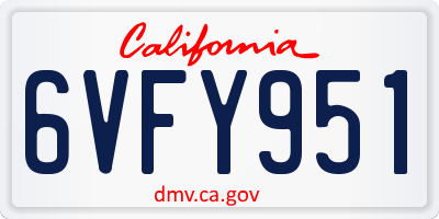 CA license plate 6VFY951