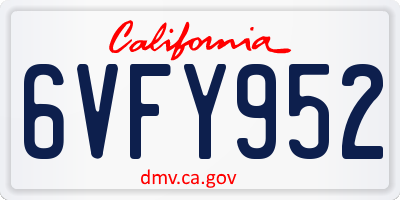 CA license plate 6VFY952