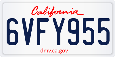 CA license plate 6VFY955