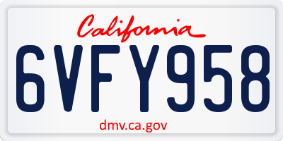 CA license plate 6VFY958