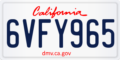 CA license plate 6VFY965