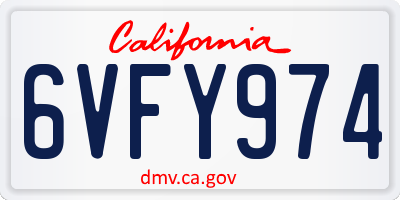 CA license plate 6VFY974