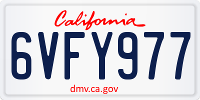 CA license plate 6VFY977