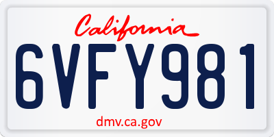 CA license plate 6VFY981