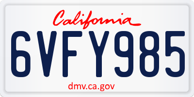 CA license plate 6VFY985