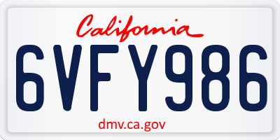 CA license plate 6VFY986